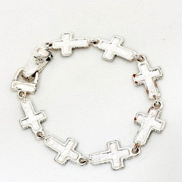 Enameled Cross Bracelet w/Foldover Clasp - Picture 5 of 6